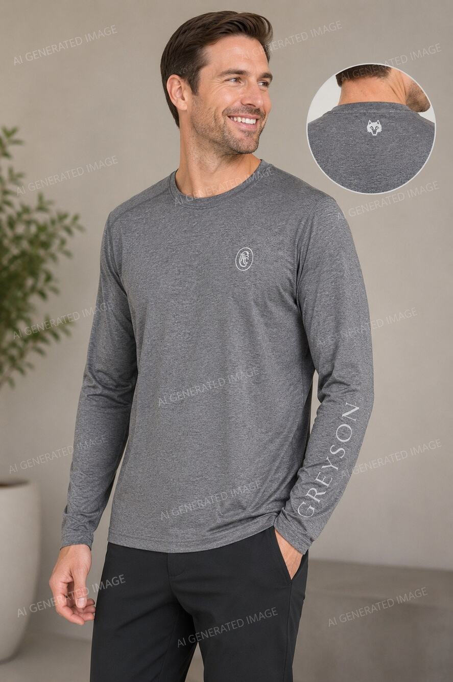 Greyson Montauk Brrr Performance Long Sleeve Shirt Gray Men’s L golf